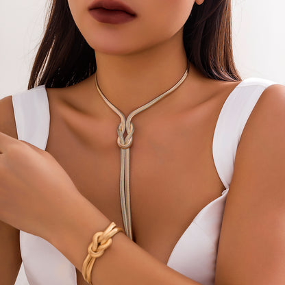 2-Piece Snake Chain Jewelry Set – Necklace & Bracelet for Women